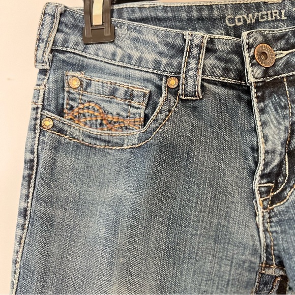 Tuff Don’t Fence Me In Western Medium Wash Low Rise Size 27/37 Cowgirl Denim - Picture 5 of 12